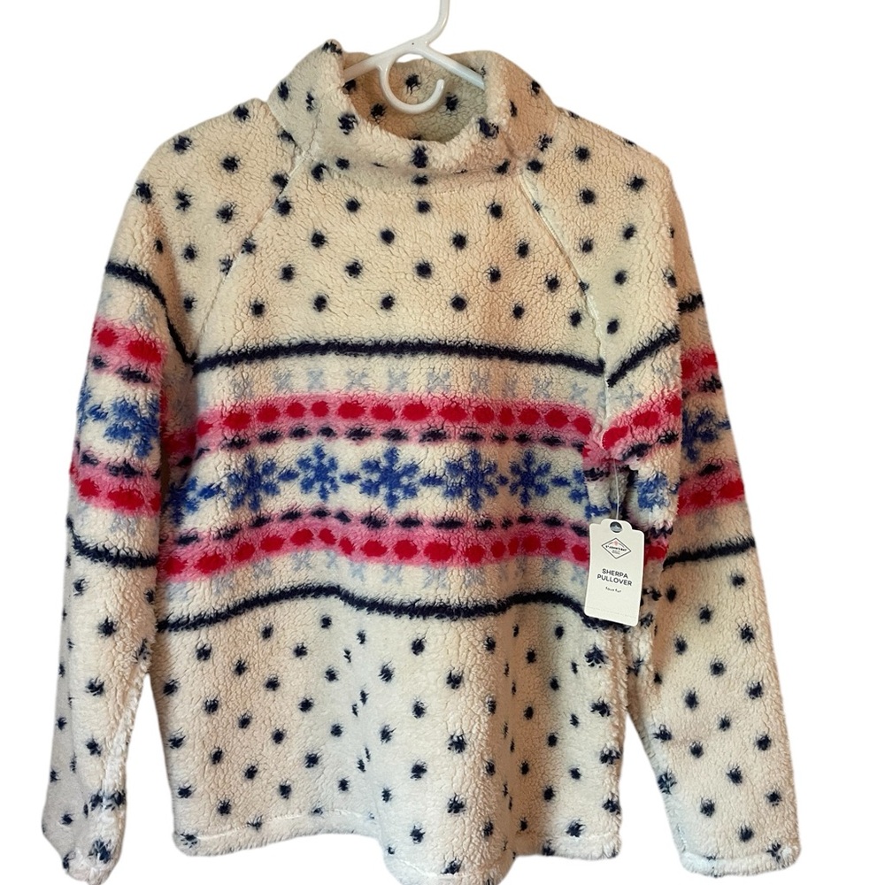 St. John Bay, Size M, trendy holiday, snowflake and polka dot cozy sweater